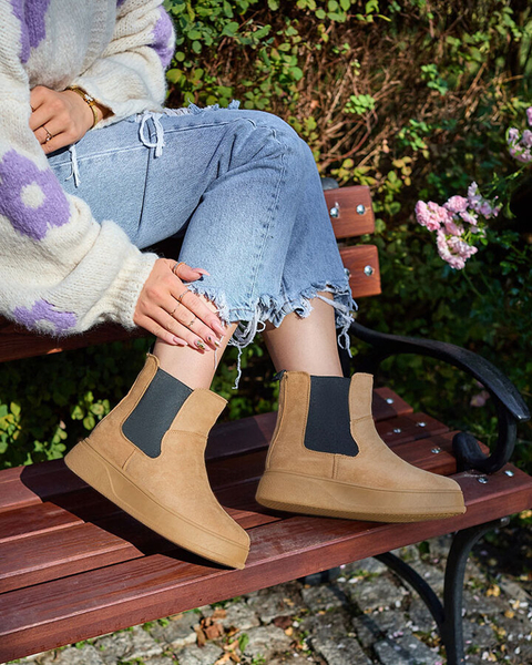 Royalfashion Женские сапоги a'la snow boots верблюжьего цвета Uteris