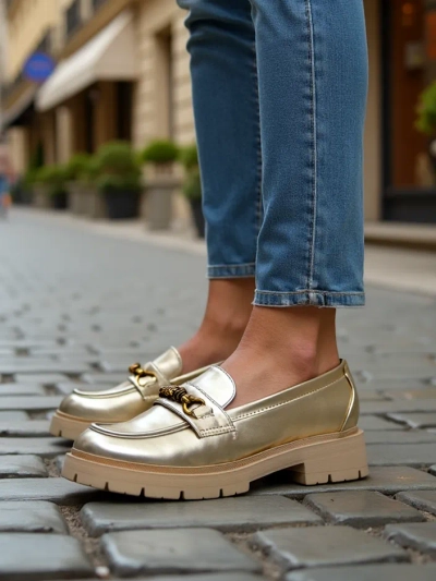 Royalfashion Naiste mokassiinid kuldse viimistlusega Goldlove
