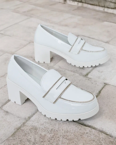 Royalfashion Kvinner sitt patos lær loafers Befies