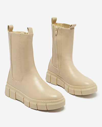 Women's platform boots in beige Couell- Footwear